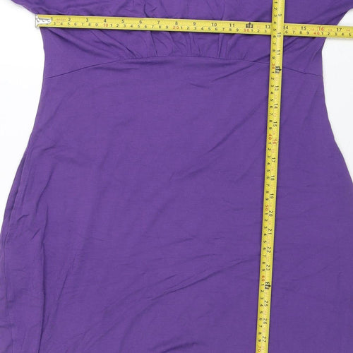 Masai Women Purple Knee Length Shift Dress M 3/4 Sleeve Viscose