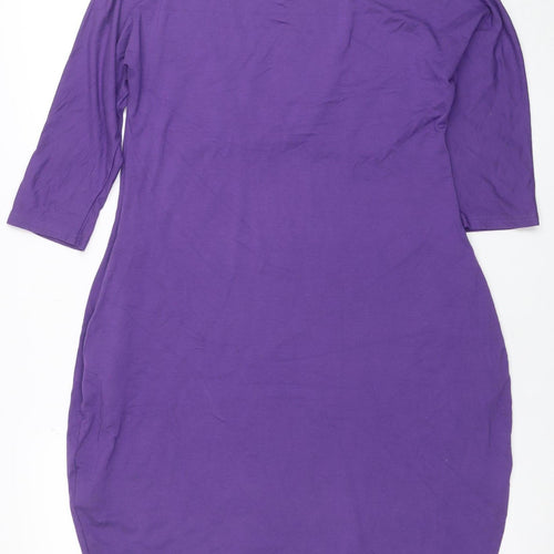 Masai Women Purple Knee Length Shift Dress M 3/4 Sleeve Viscose