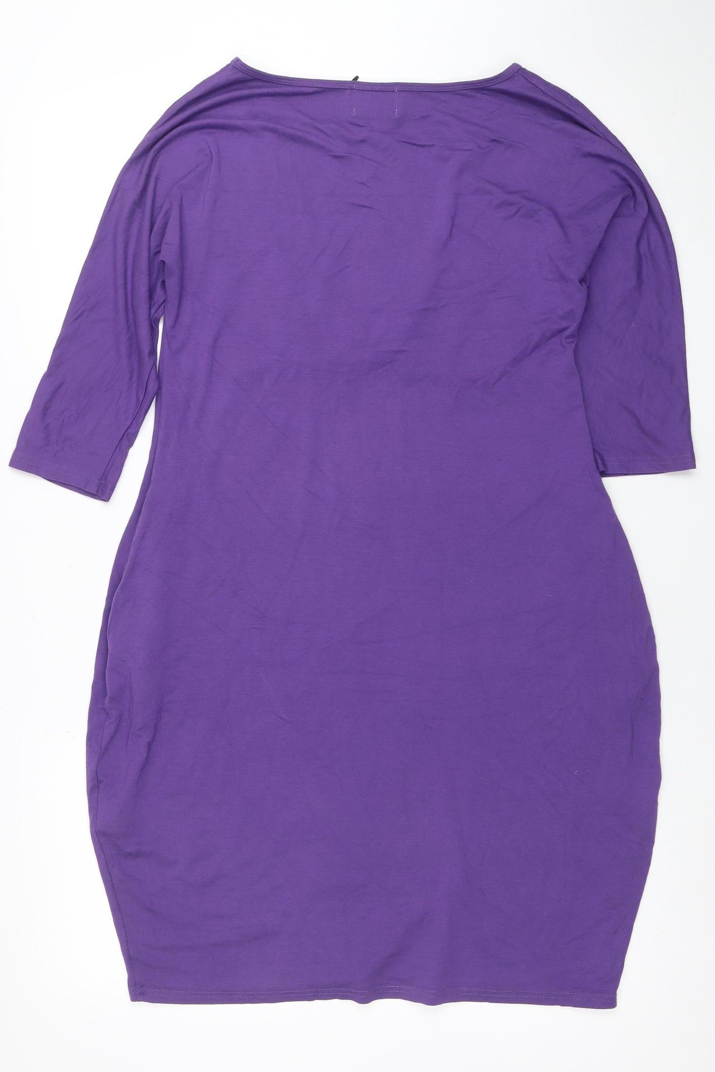 Masai Women Purple Knee Length Shift Dress M 3/4 Sleeve Viscose