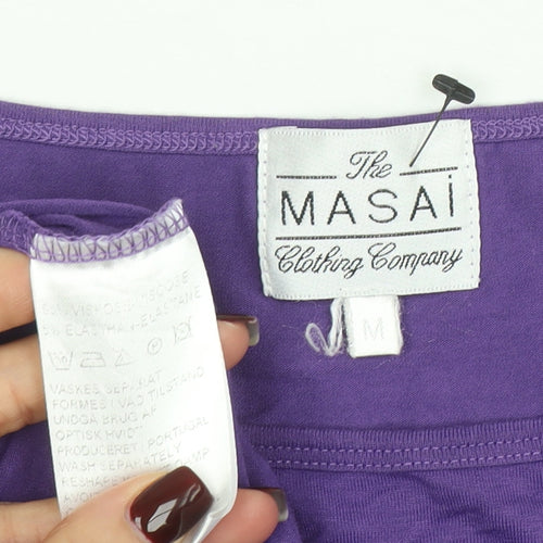 Masai Women Purple Knee Length Shift Dress M 3/4 Sleeve Viscose