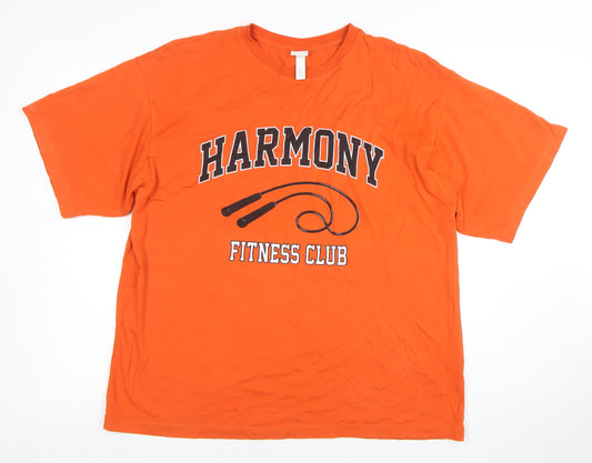 H&M Women Orange Crew Neck Short Sleeve Graphic T-Shirt Size S