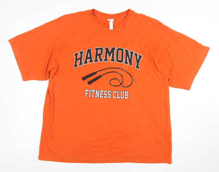 H&M Women Orange Crew Neck Short Sleeve Graphic T-Shirt Size S