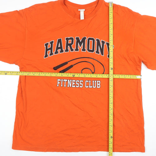 H&M Women Orange Crew Neck Short Sleeve Graphic T-Shirt Size S