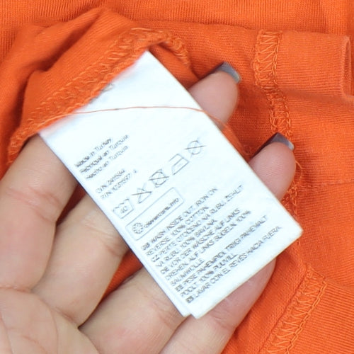 H&M Women Orange Crew Neck Short Sleeve Graphic T-Shirt Size S