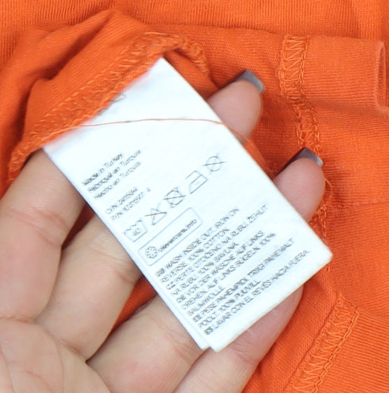 H&M Women Orange Crew Neck Short Sleeve Graphic T-Shirt Size S