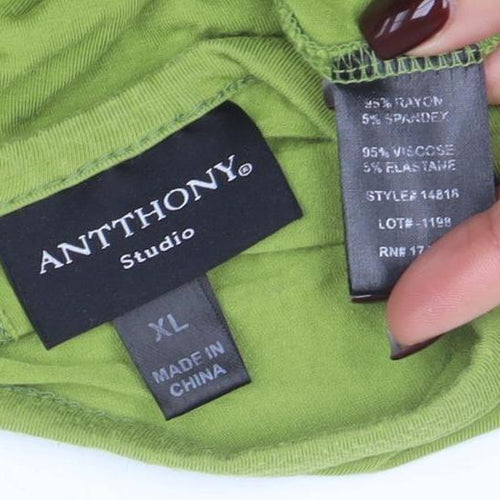 ANTHONY Studio Women’s Green XL Trapeze Asymmetric Jersey Dress