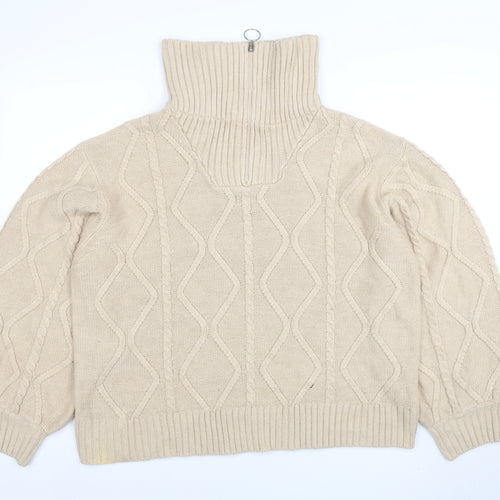 Violet Romance Womens Beige Size 18 Roll Neck Cable Knit Jumper