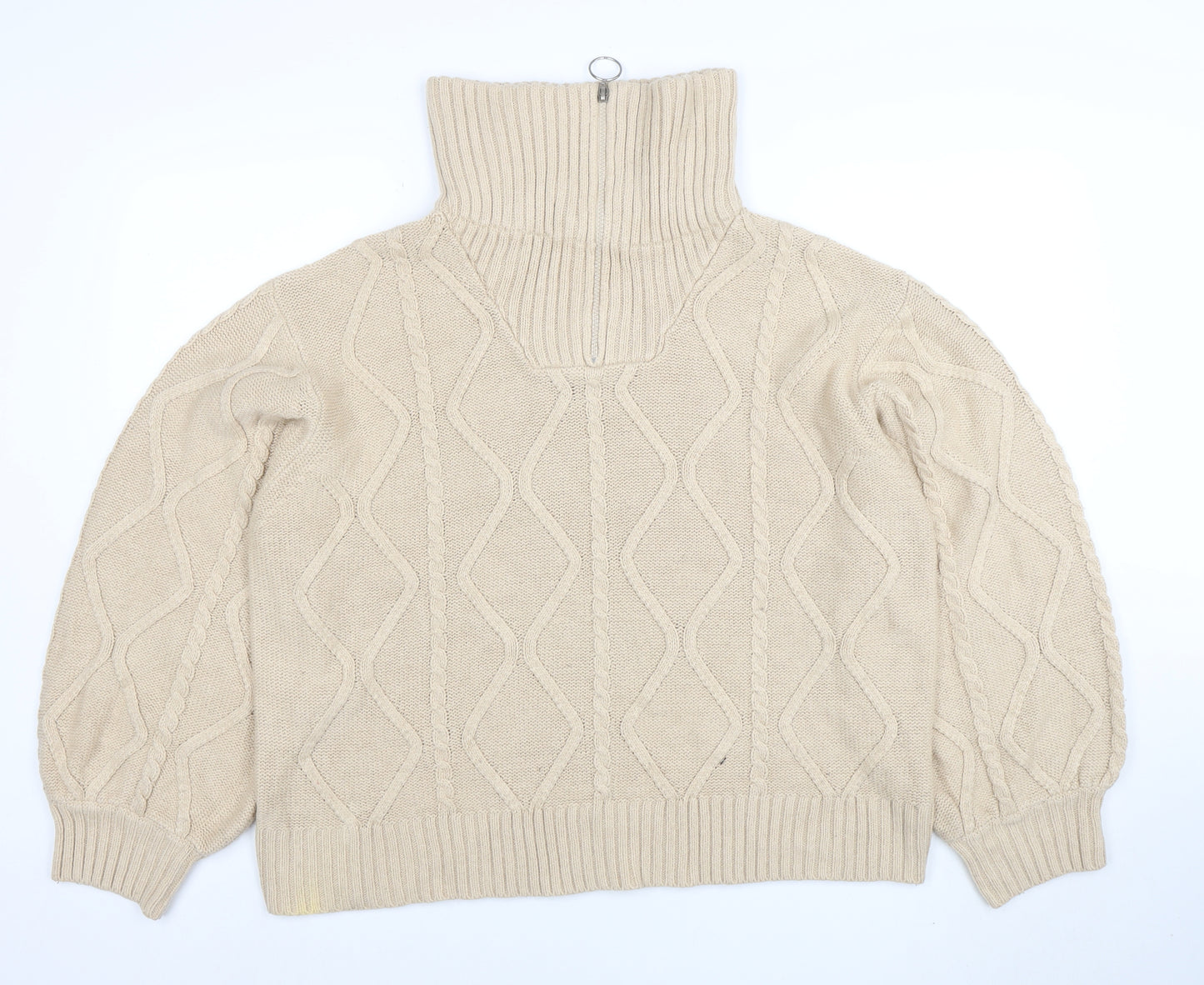 Violet Romance Womens Beige Size 18 Roll Neck Cable Knit Jumper