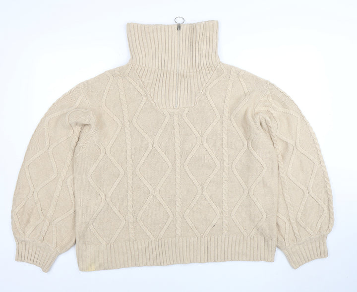 Violet Romance Womens Beige Size 18 Roll Neck Cable Knit Jumper