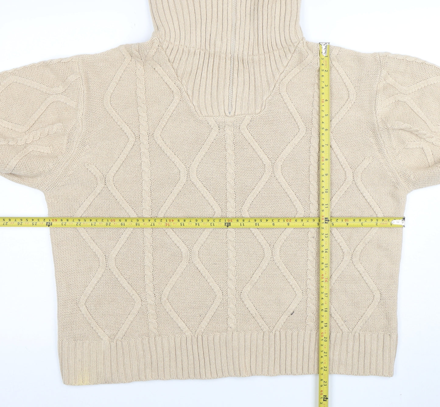 Violet Romance Womens Beige Size 18 Roll Neck Cable Knit Jumper