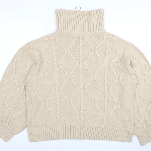 Violet Romance Womens Beige Size 18 Roll Neck Cable Knit Jumper