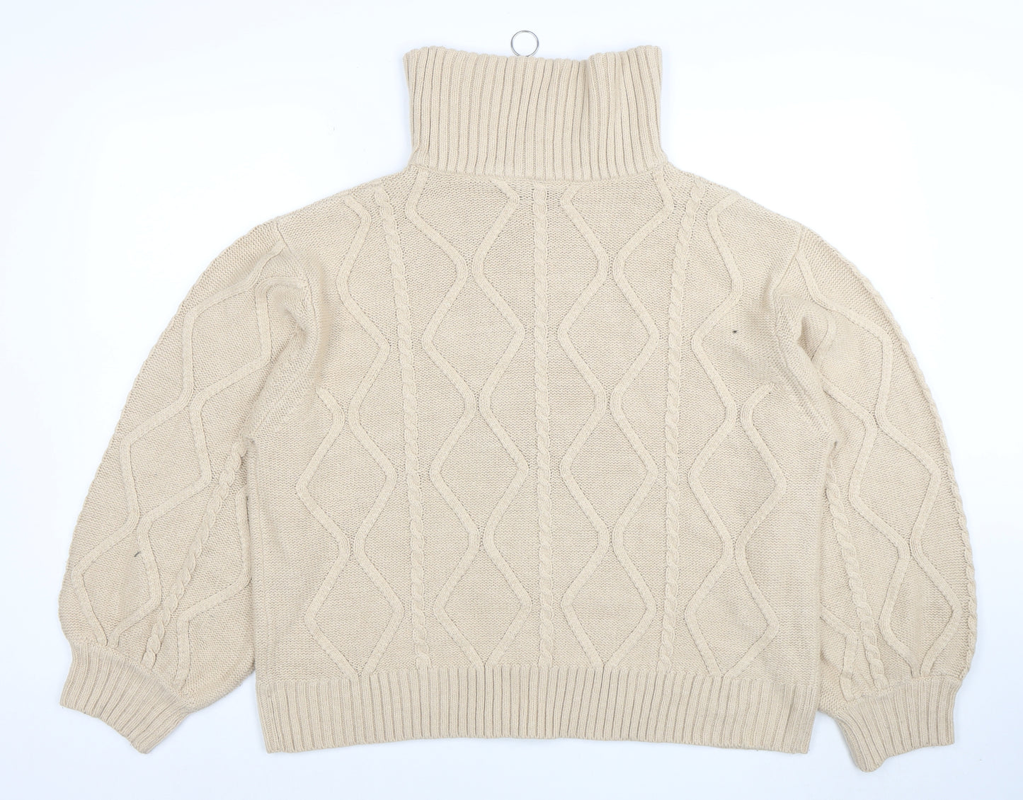 Violet Romance Womens Beige Size 18 Roll Neck Cable Knit Jumper