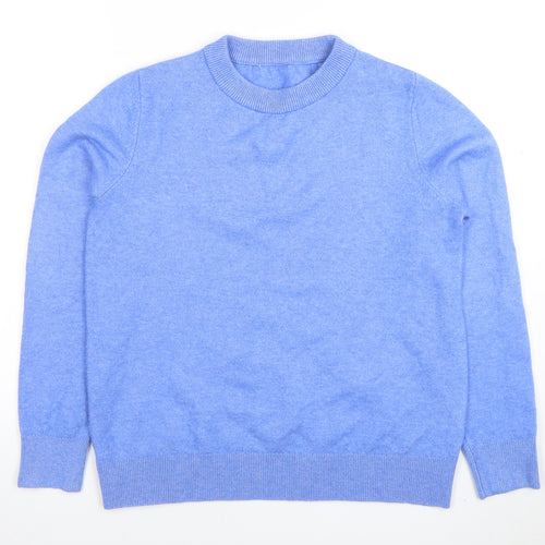 Marks and Spencer Womens Blue Wool Blend Crew Neck Jumper Size S