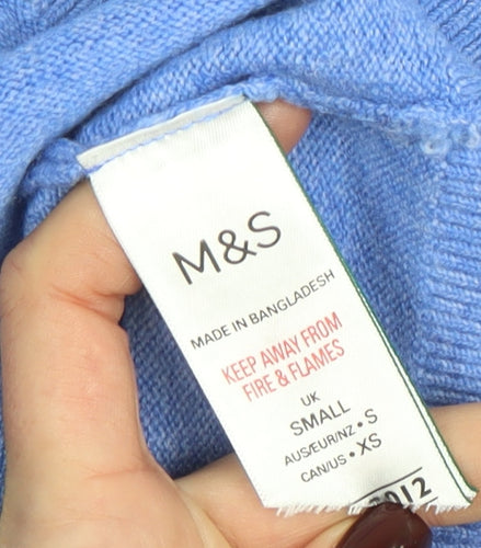 Marks and Spencer Womens Blue Wool Blend Crew Neck Jumper Size S