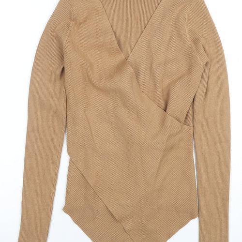 Lascana Women’s Beige Wrap V-Neck Long Sleeve Knit Jumper Size 12