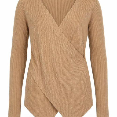 Lascana Women’s Beige Wrap V-Neck Long Sleeve Knit Jumper Size 12