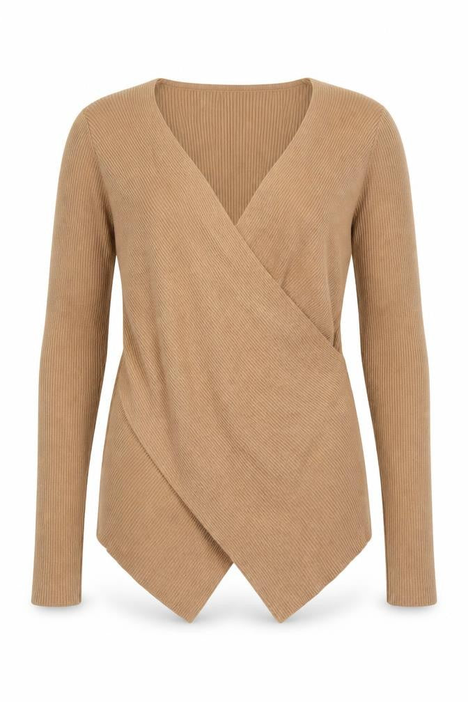 Lascana Women’s Beige Wrap V-Neck Long Sleeve Knit Jumper Size 12