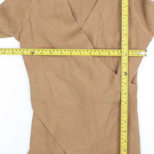 Lascana Women’s Beige Wrap V-Neck Long Sleeve Knit Jumper Size 12