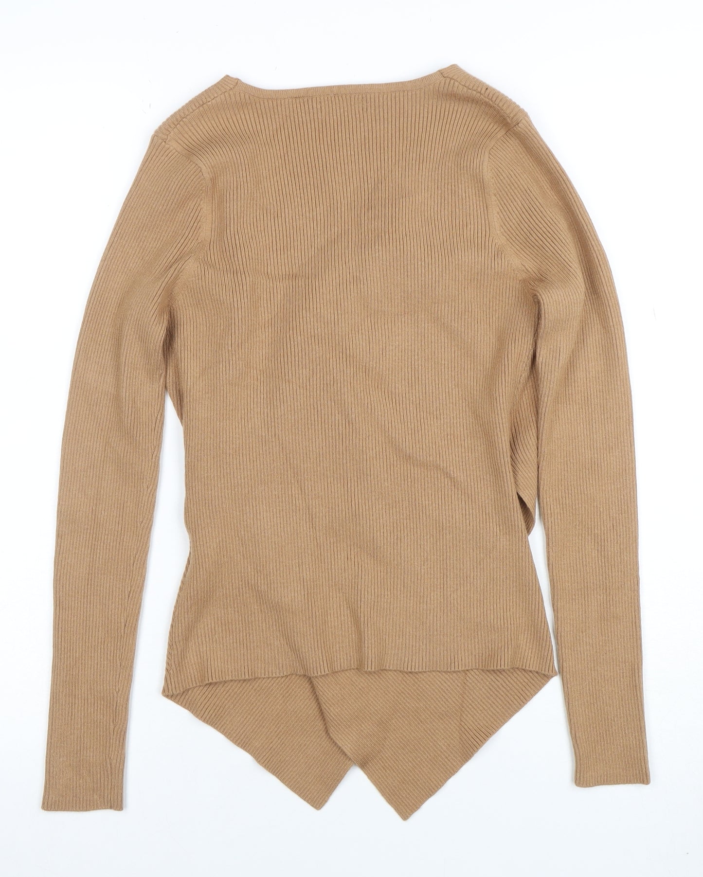Lascana Women’s Beige Wrap V-Neck Long Sleeve Knit Jumper Size 12