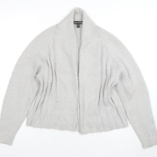 Marble Women's Grey Chunky Knit Open Cardigan Size 12