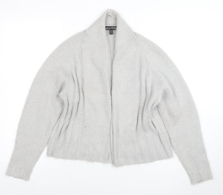 Marble Women's Grey Chunky Knit Open Cardigan Size 12