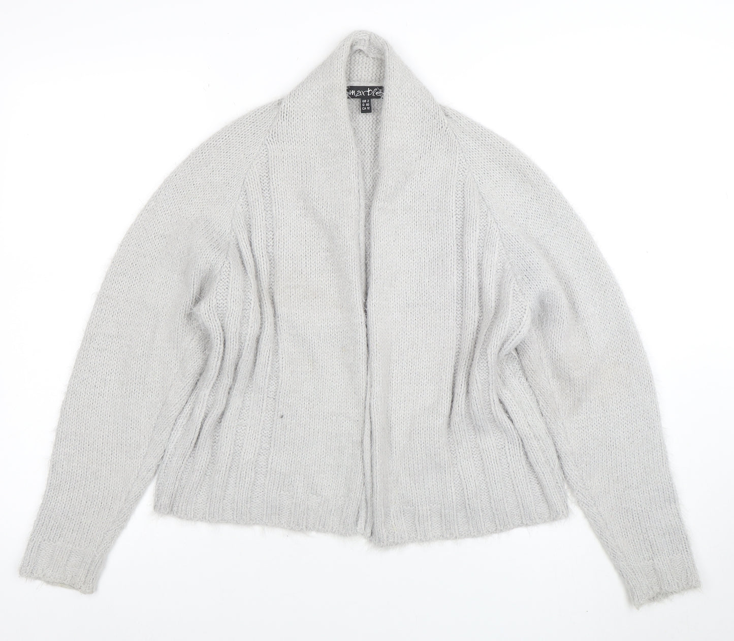 Marble Women's Grey Chunky Knit Open Cardigan Size 12