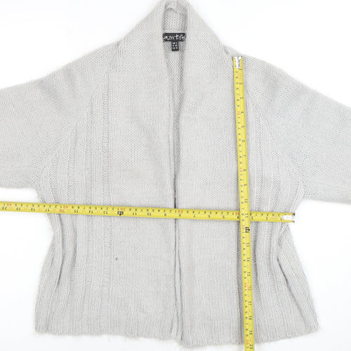Marble Women's Grey Chunky Knit Open Cardigan Size 12
