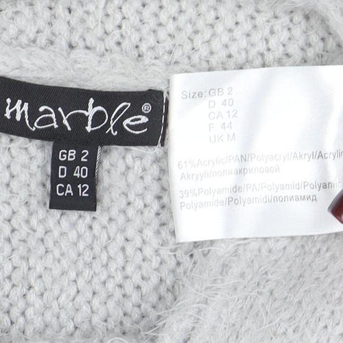 Marble Women's Grey Chunky Knit Open Cardigan Size 12