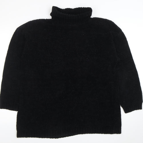 C&A Women’s Black Roll Neck Chunky Knit Acrylic Jumper L