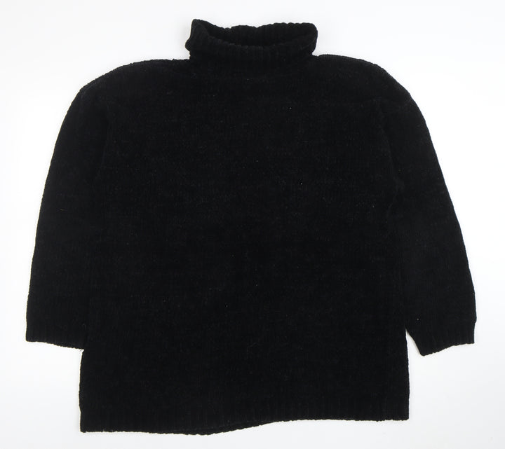 C&A Women’s Black Roll Neck Chunky Knit Acrylic Jumper L