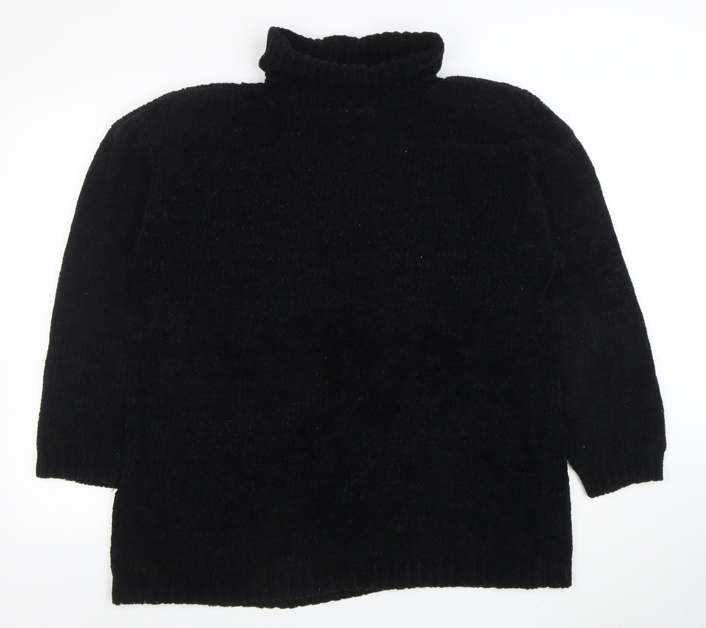 C&A Women’s Black Roll Neck Chunky Knit Acrylic Jumper L