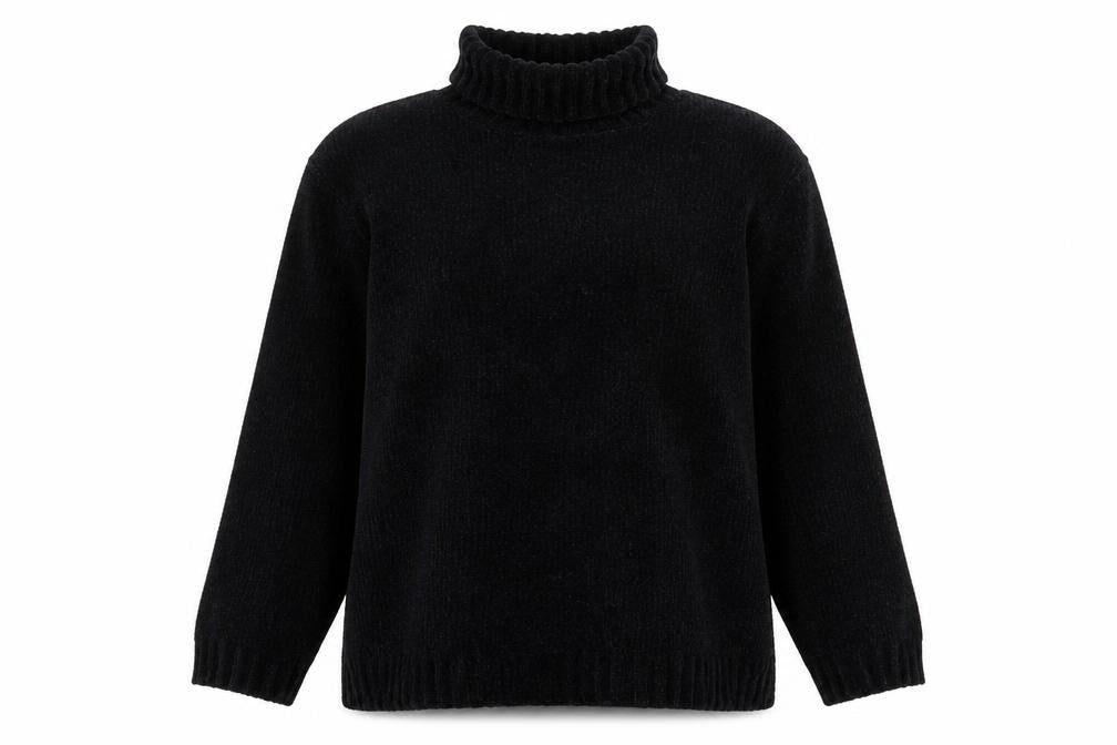 C&A Women’s Black Roll Neck Chunky Knit Acrylic Jumper L