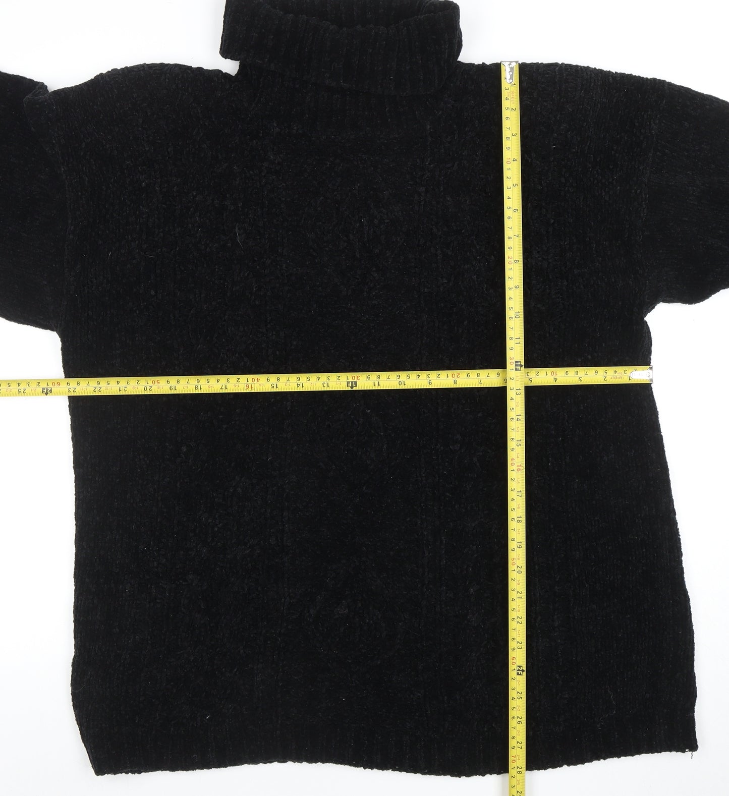 C&A Women’s Black Roll Neck Chunky Knit Acrylic Jumper L