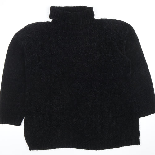 C&A Women’s Black Roll Neck Chunky Knit Acrylic Jumper L