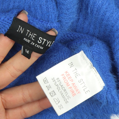 In The Style Women’s Blue Roll Neck Knit Jumper Dress Size 14