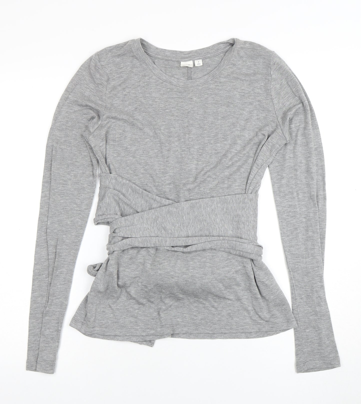 GAP Womens Grey Long Sleeve Wrap T-Shirt Size S