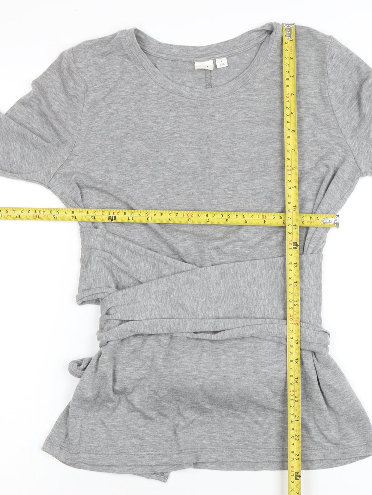 GAP Womens Grey Long Sleeve Wrap T-Shirt Size S