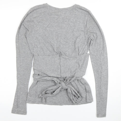 GAP Womens Grey Long Sleeve Wrap T-Shirt Size S