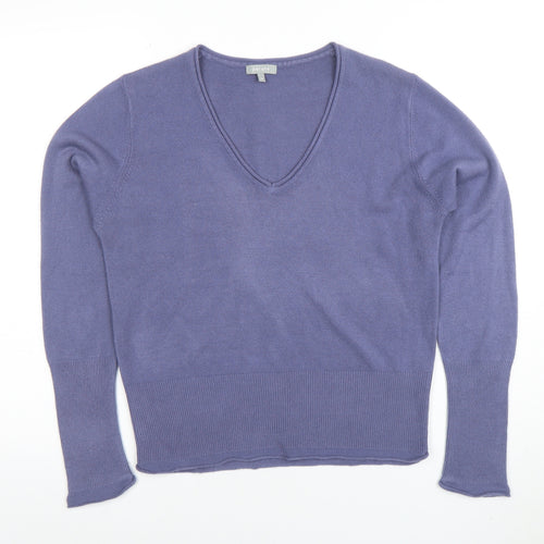 Marks and Spencer Per Una Blue V-Neck Long Sleeve Women's Pullover Jumper Size 14