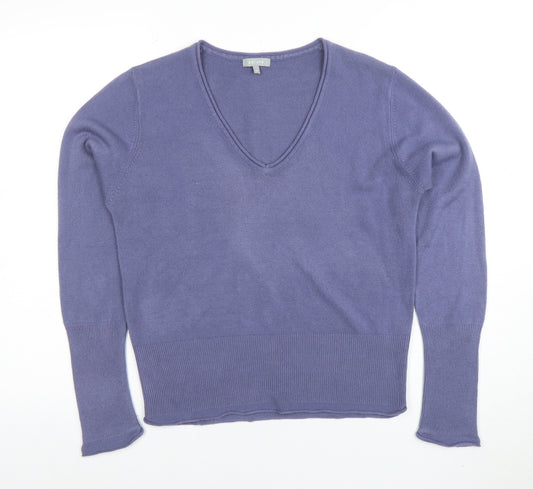 Marks and Spencer Per Una Blue V-Neck Long Sleeve Women's Pullover Jumper Size 14