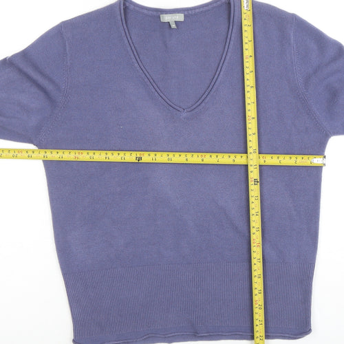 Marks and Spencer Per Una Blue V-Neck Long Sleeve Women's Pullover Jumper Size 14