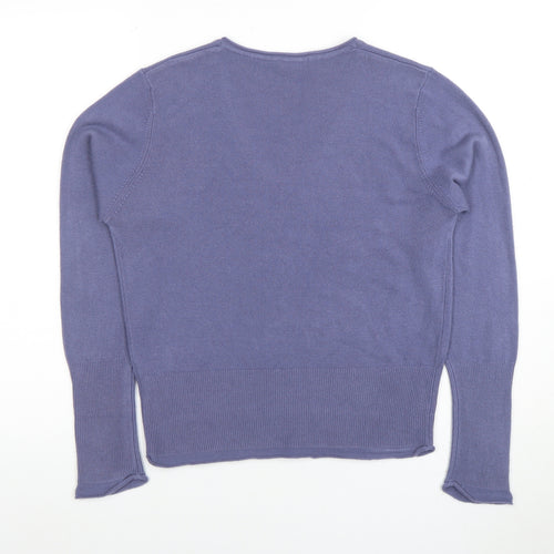Marks and Spencer Per Una Blue V-Neck Long Sleeve Women's Pullover Jumper Size 14
