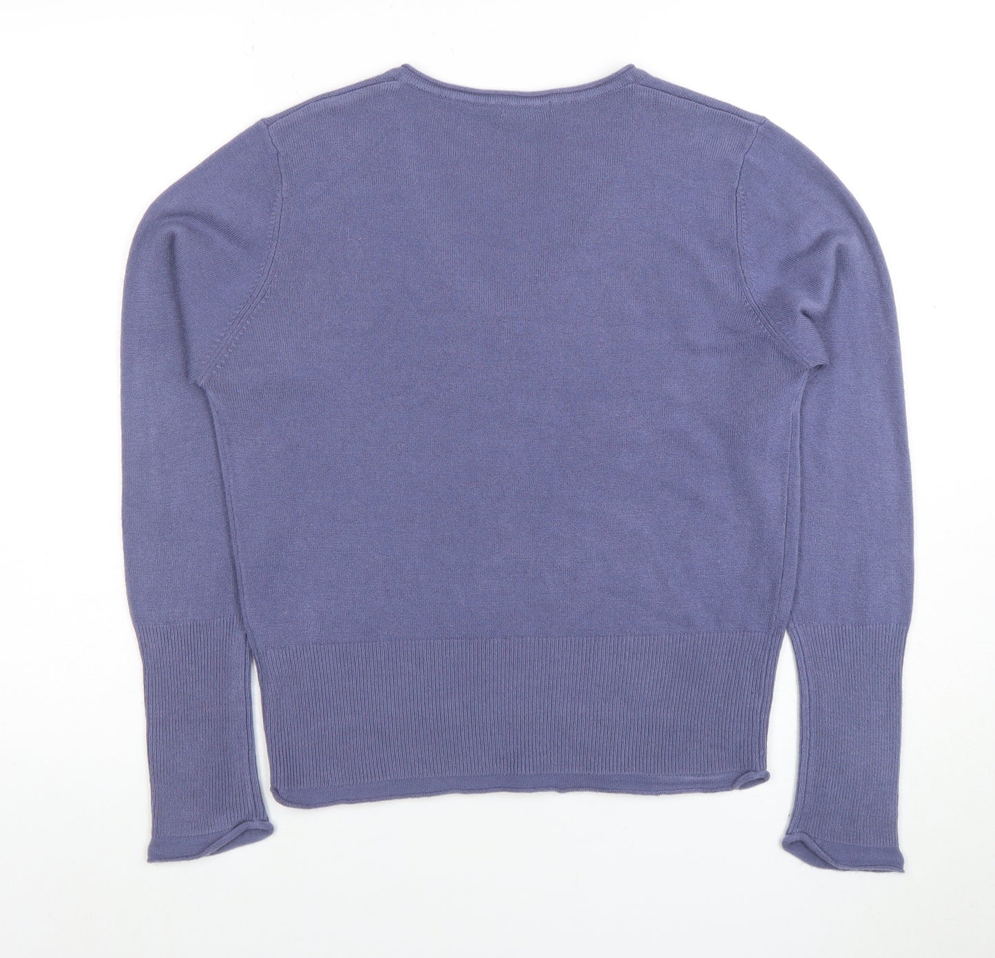 Marks and Spencer Per Una Blue V-Neck Long Sleeve Women's Pullover Jumper Size 14