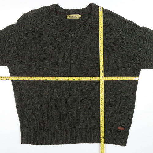 P.G. Field Men's Green XL V-Neck Knit Acrylic Jumper Sweater