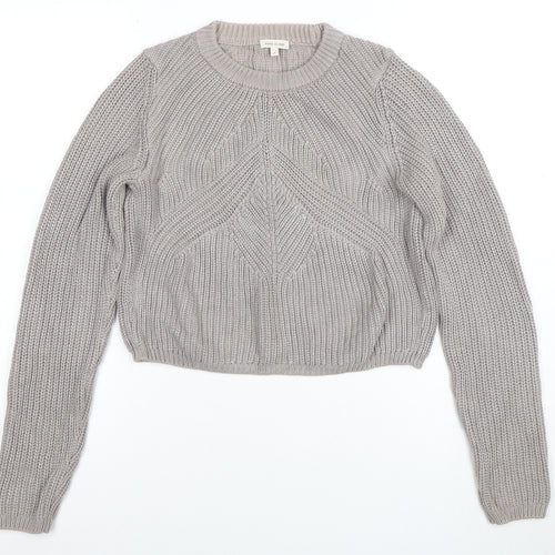 River Island Women's Grey Chunky Knit Cotton Pullover Jumper Size 8