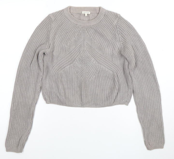 River Island Women's Grey Chunky Knit Cotton Pullover Jumper Size 8