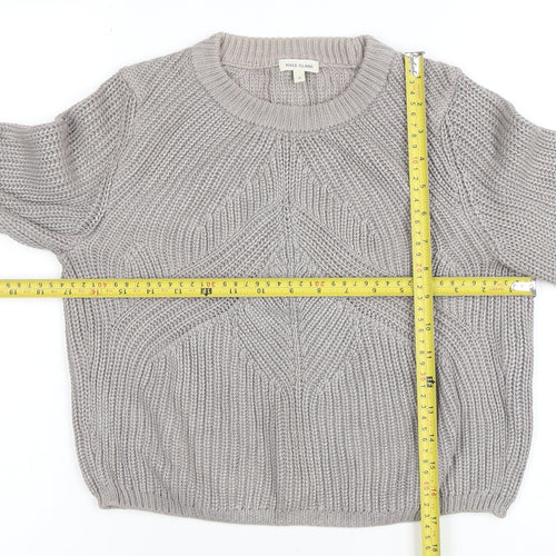 River Island Women's Grey Chunky Knit Cotton Pullover Jumper Size 8