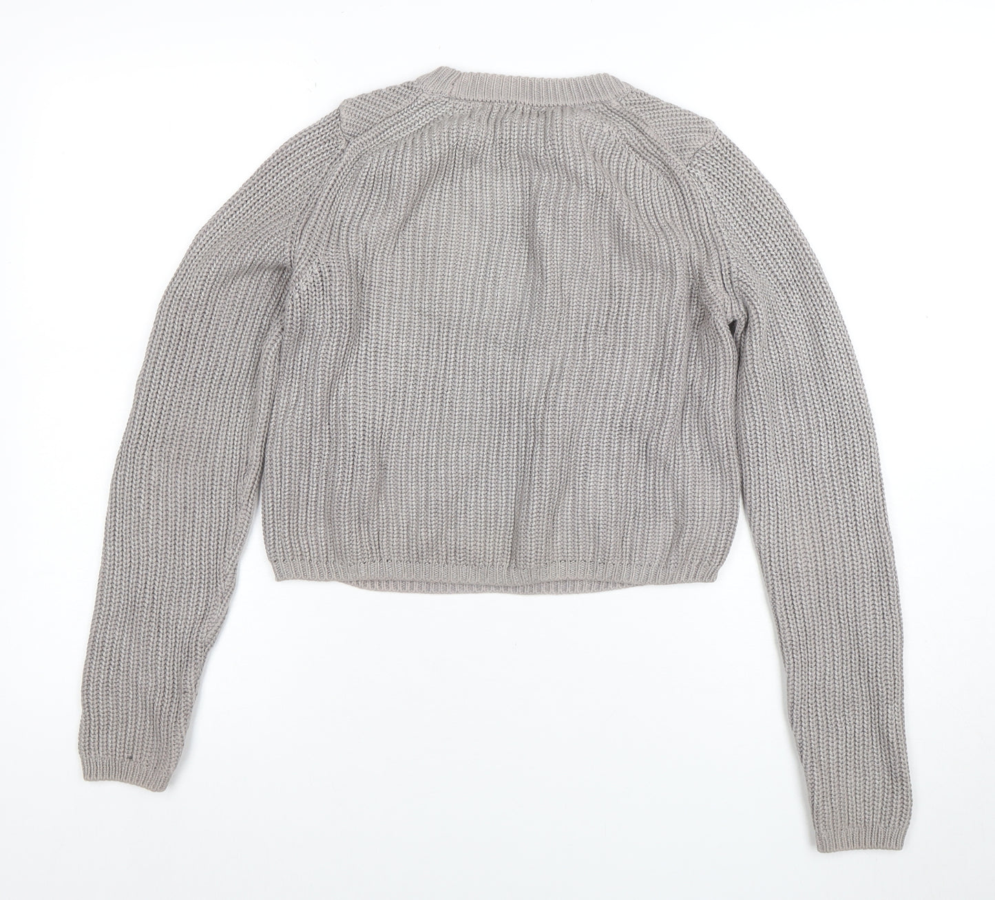 River Island Women's Grey Chunky Knit Cotton Pullover Jumper Size 8