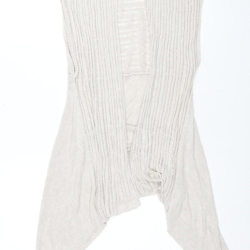 TU Women’s Beige Open Knit Linen Viscose Cardigan Size 12