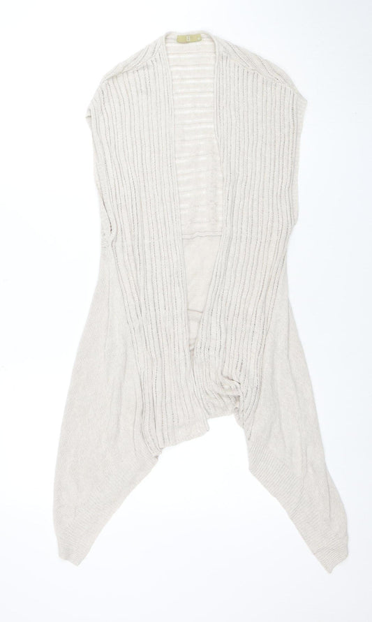 TU Women’s Beige Open Knit Linen Viscose Cardigan Size 12